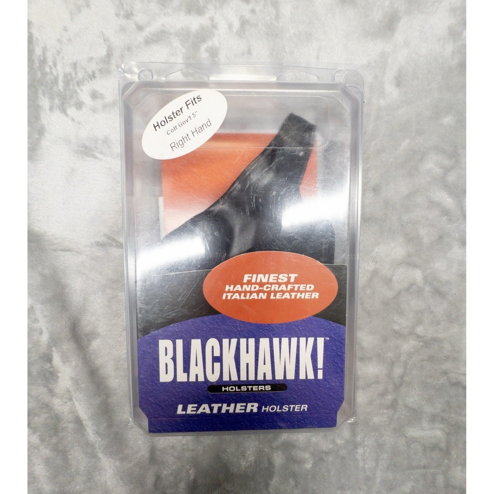 New In Box Blackhawk Leather Holster Colt 5" Govt Right Handed